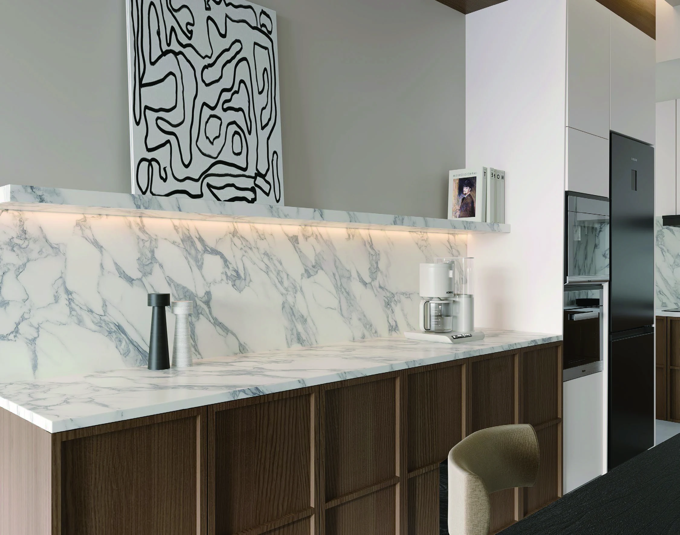 Arabescato Nuvo 6T porcelain tile installation example