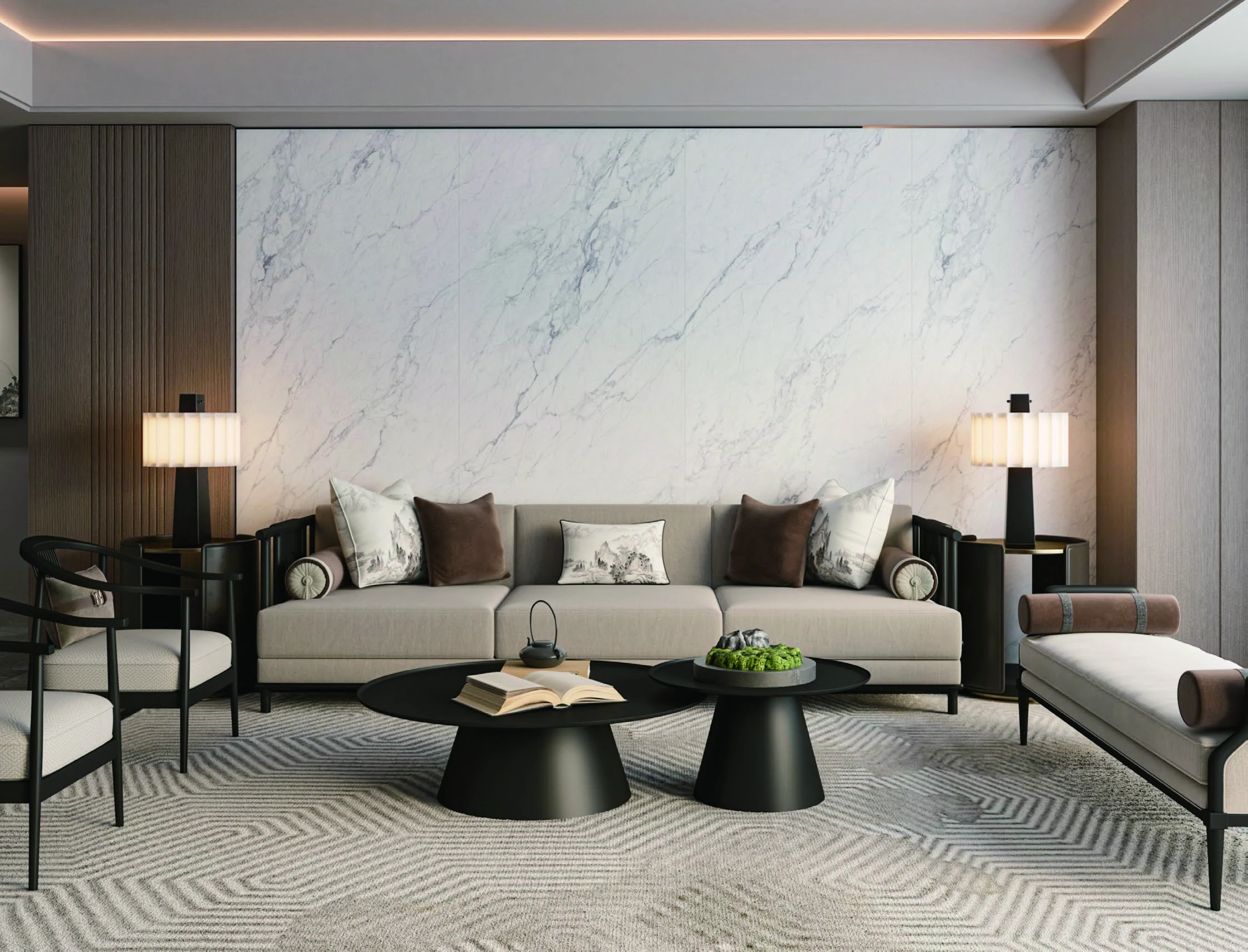 Bianco Venato 6T porcelain tile installation example