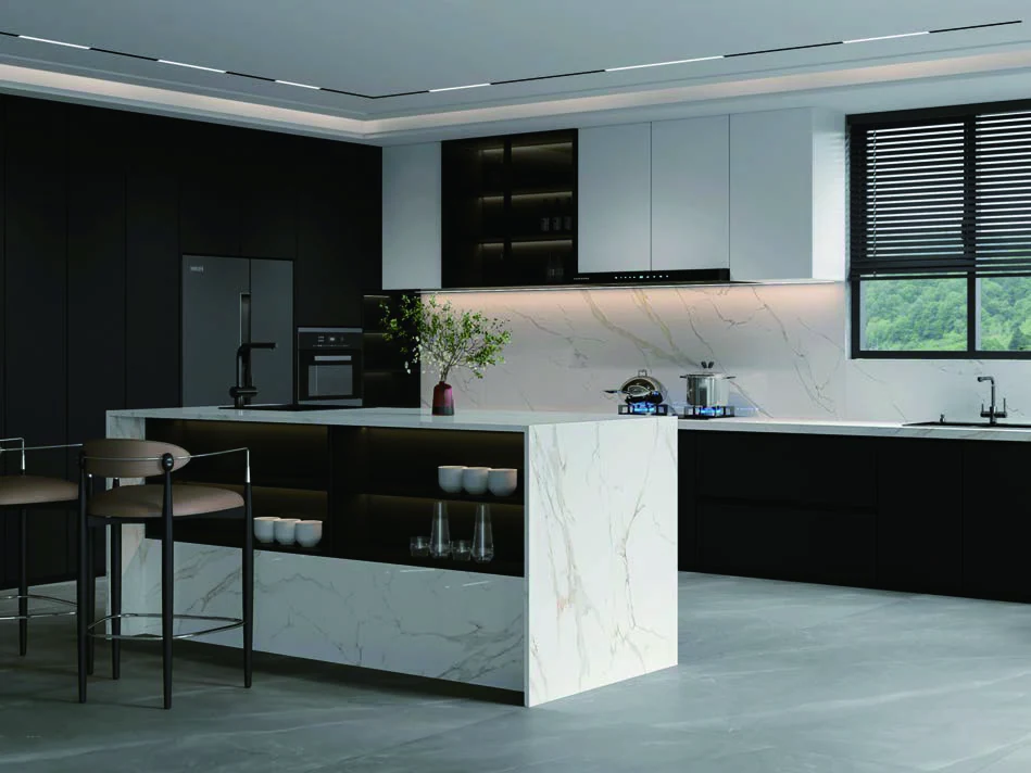 Calacatta Oro 12T porcelain tile installation example