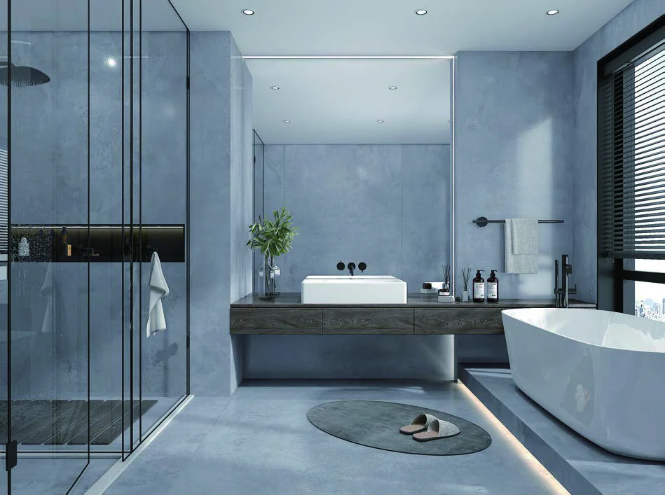 Concrete Grey 6T porcelain tile installation example