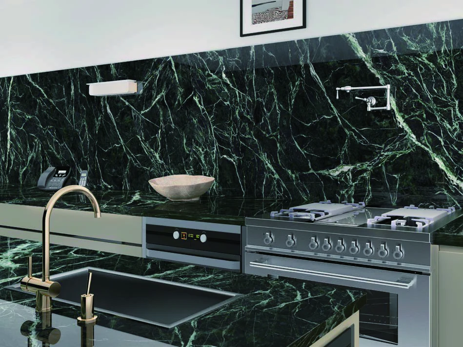 Green Mist P 12T porcelain tile installation example