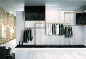 Travertine White 12T porcelain tile installation example