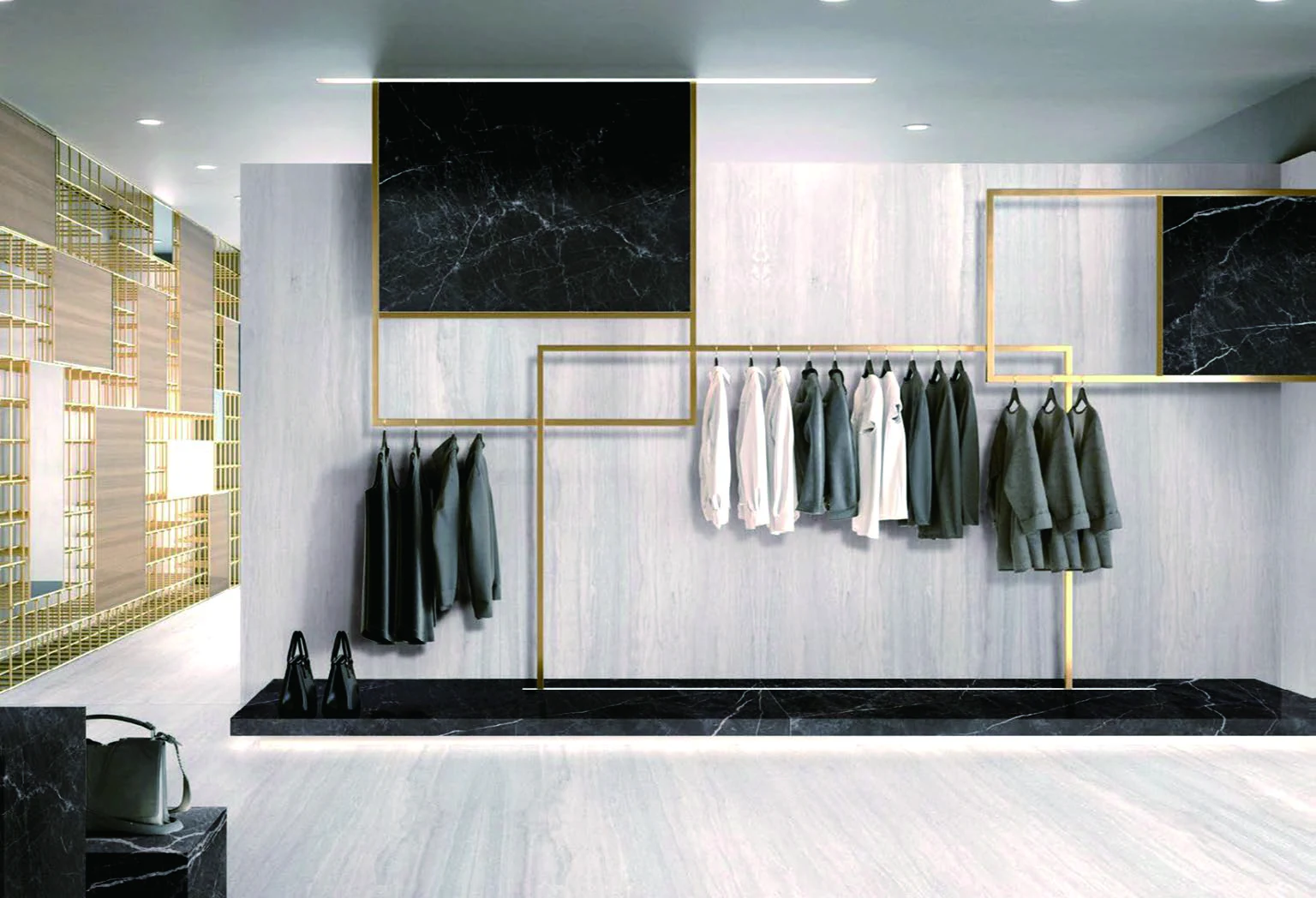 Travertine White 12T porcelain tile installation example